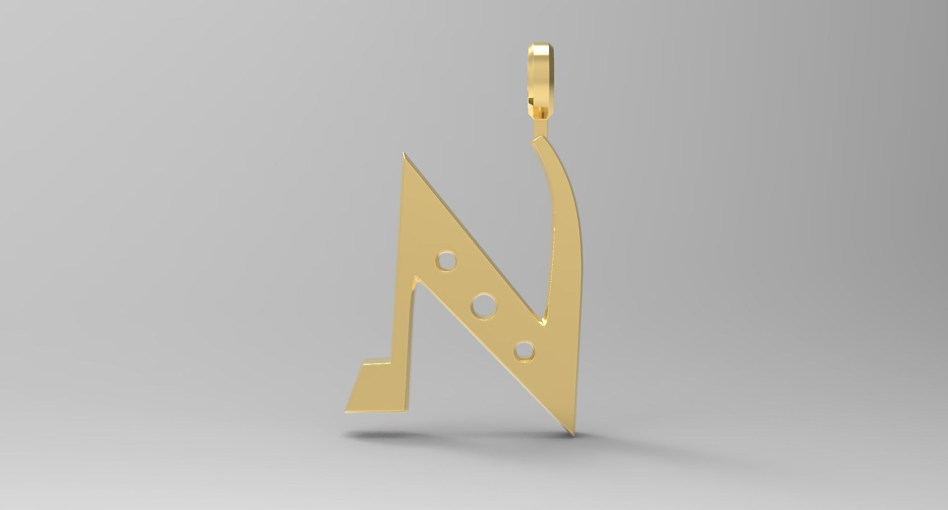 N Letter Pendant Gold 3D print model_1