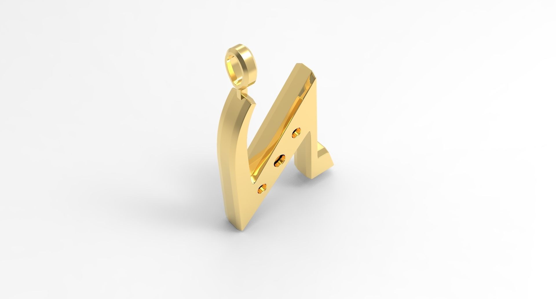 N Letter Pendant Gold 3D print model_2