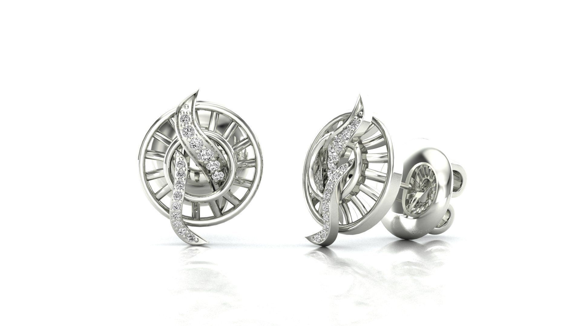 Earrings-1 butterfly stud earrings in rose gold 3D print model_2