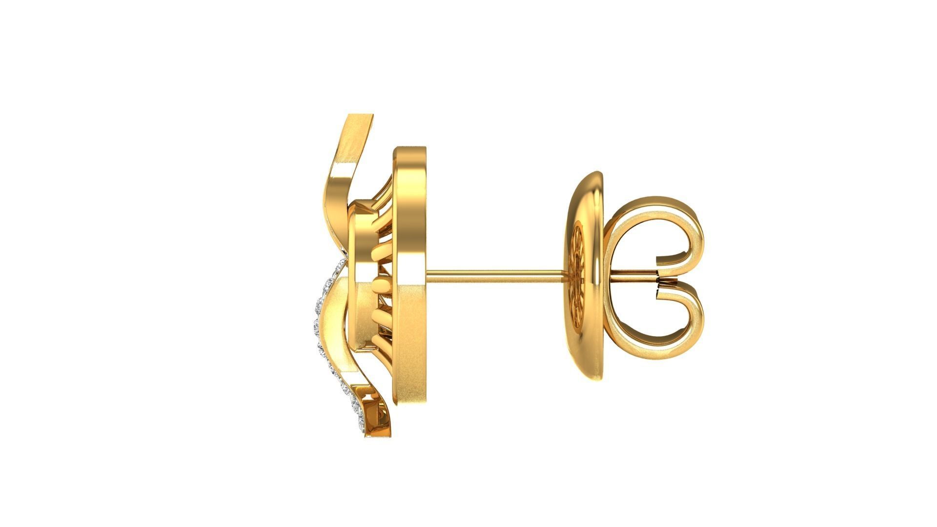 Earrings-1 butterfly stud earrings in rose gold 3D print model_17