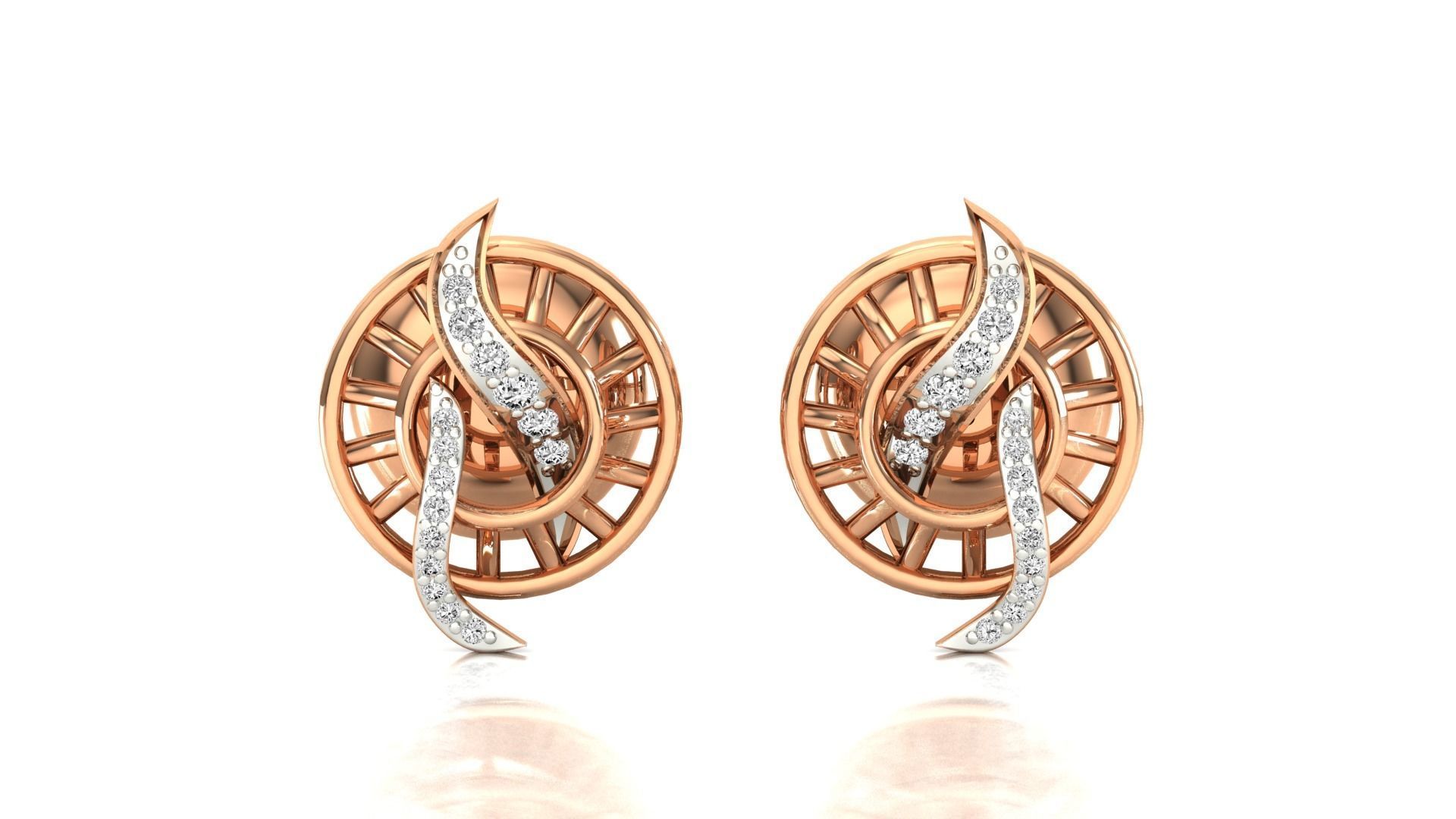 Earrings-1 butterfly stud earrings in rose gold 3D print model_7
