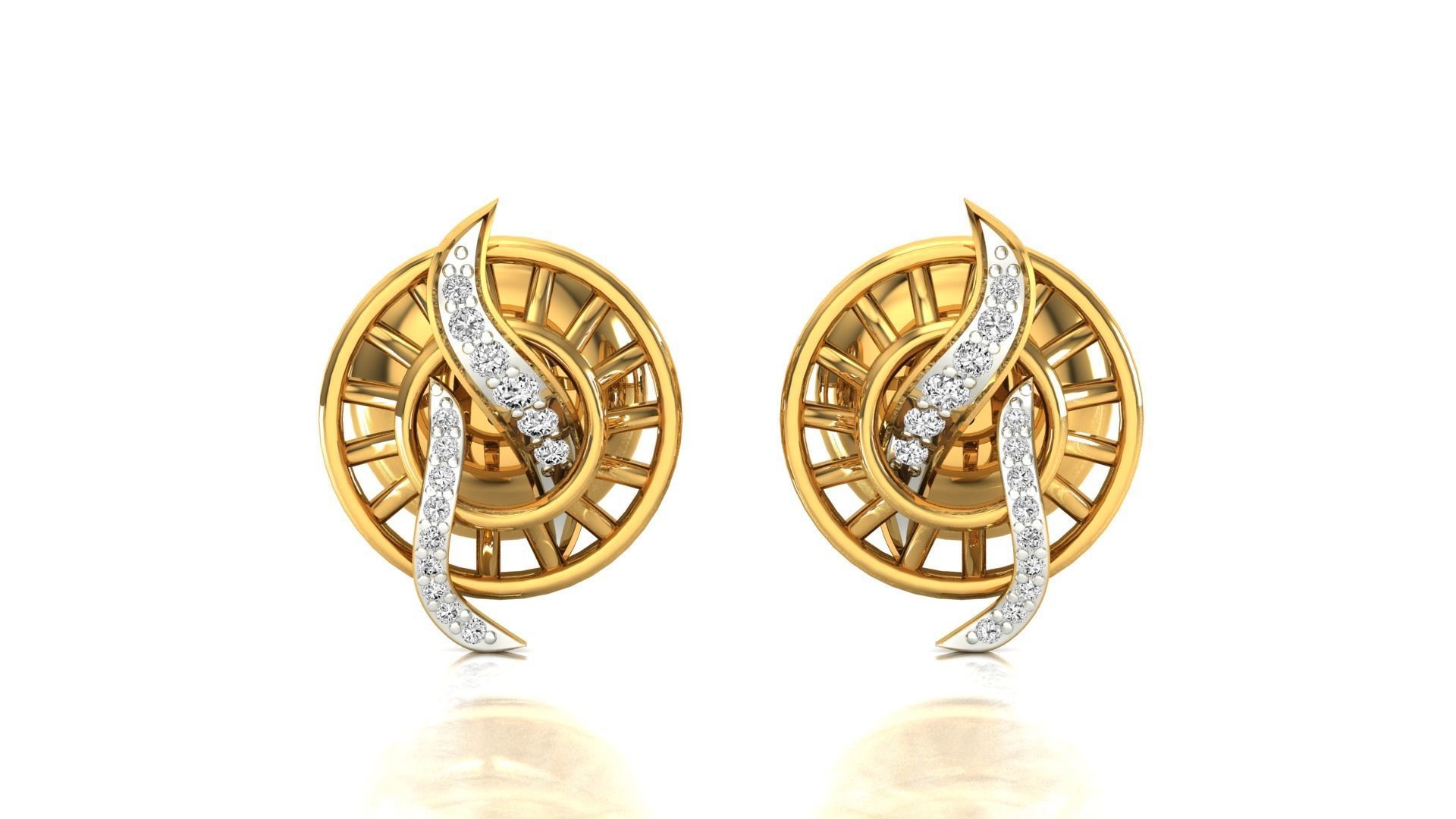 Earrings-1 butterfly stud earrings in rose gold 3D print model_11