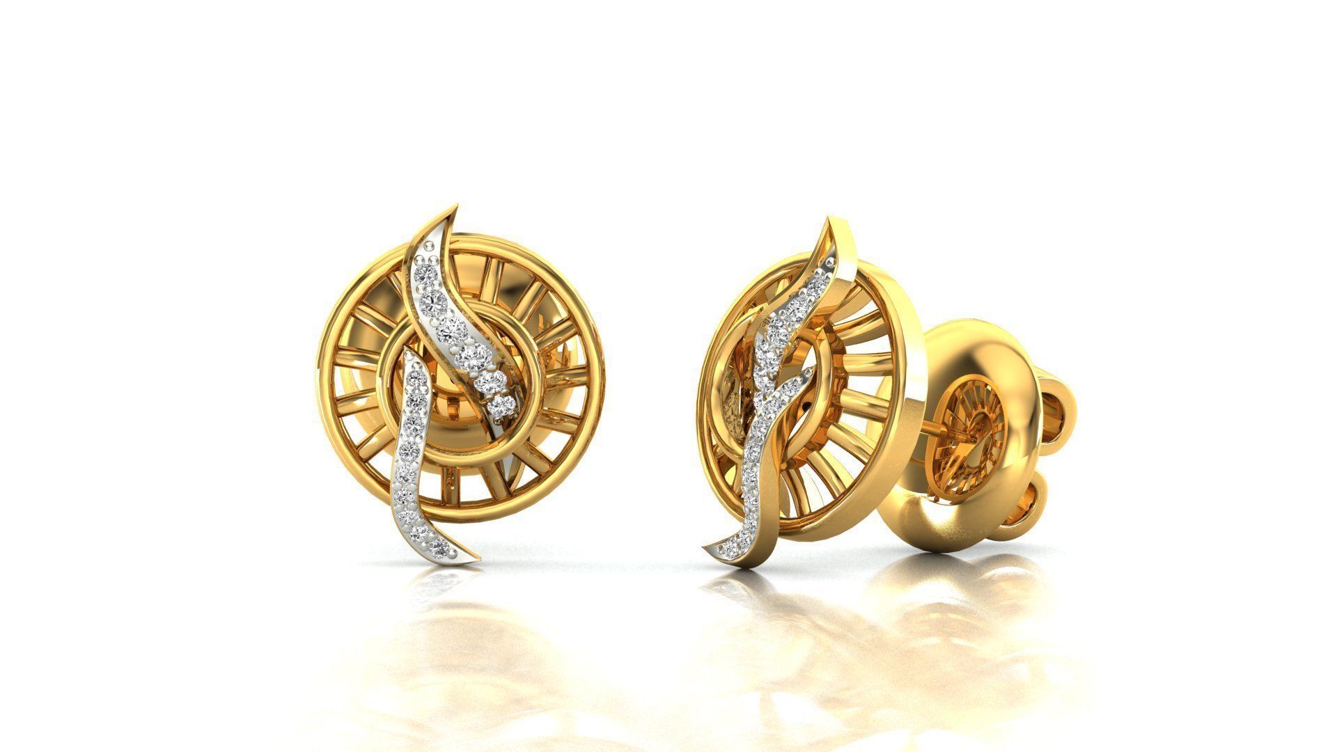 Earrings-1 butterfly stud earrings in rose gold 3D print model_4