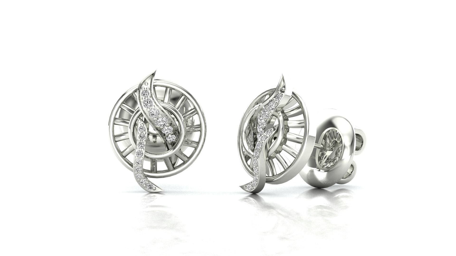 Earrings-1 butterfly stud earrings in rose gold 3D print model_3