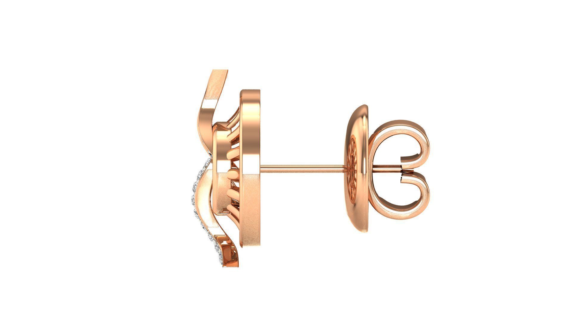 Earrings-1 butterfly stud earrings in rose gold 3D print model_12