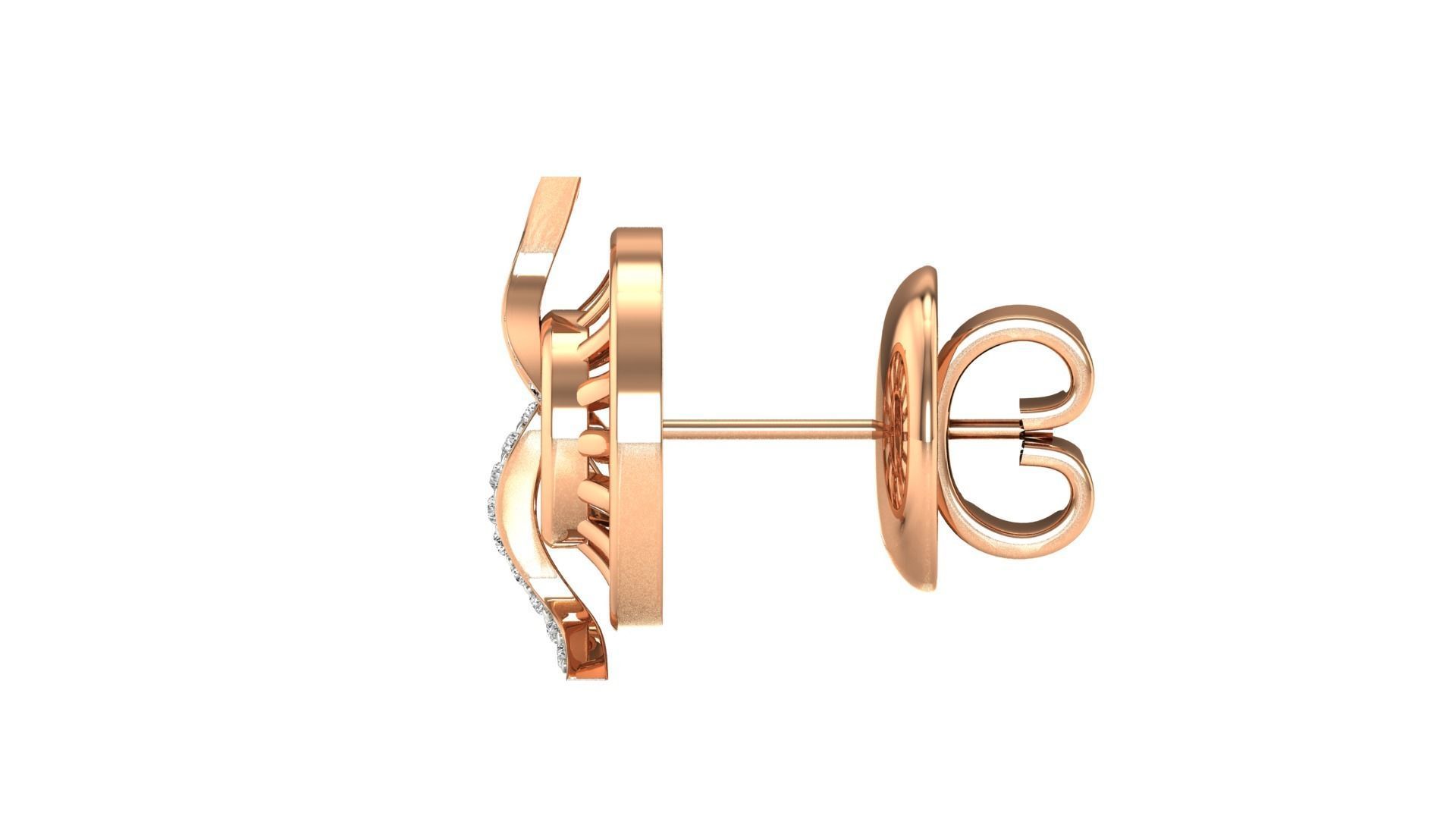 Earrings-1 butterfly stud earrings in rose gold 3D print model_13