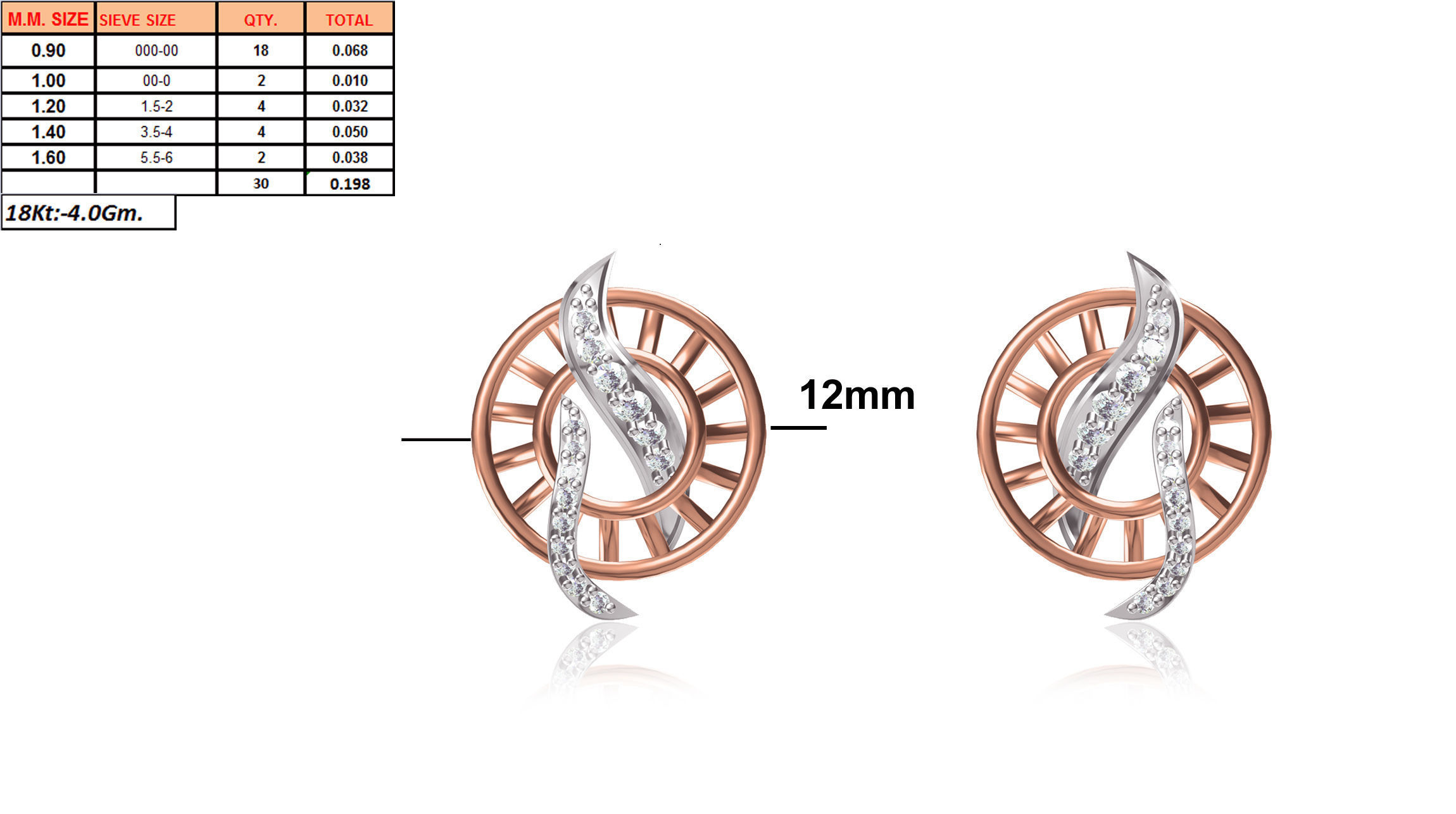 Earrings-1 butterfly stud earrings in rose gold 3D print model_18