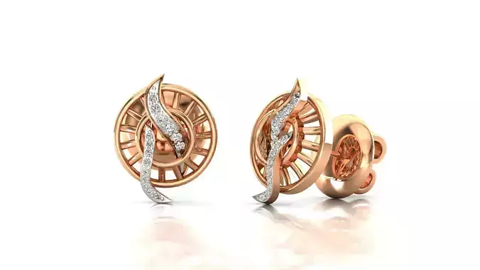 Earrings-1 butterfly stud earrings in rose gold 3D print model
