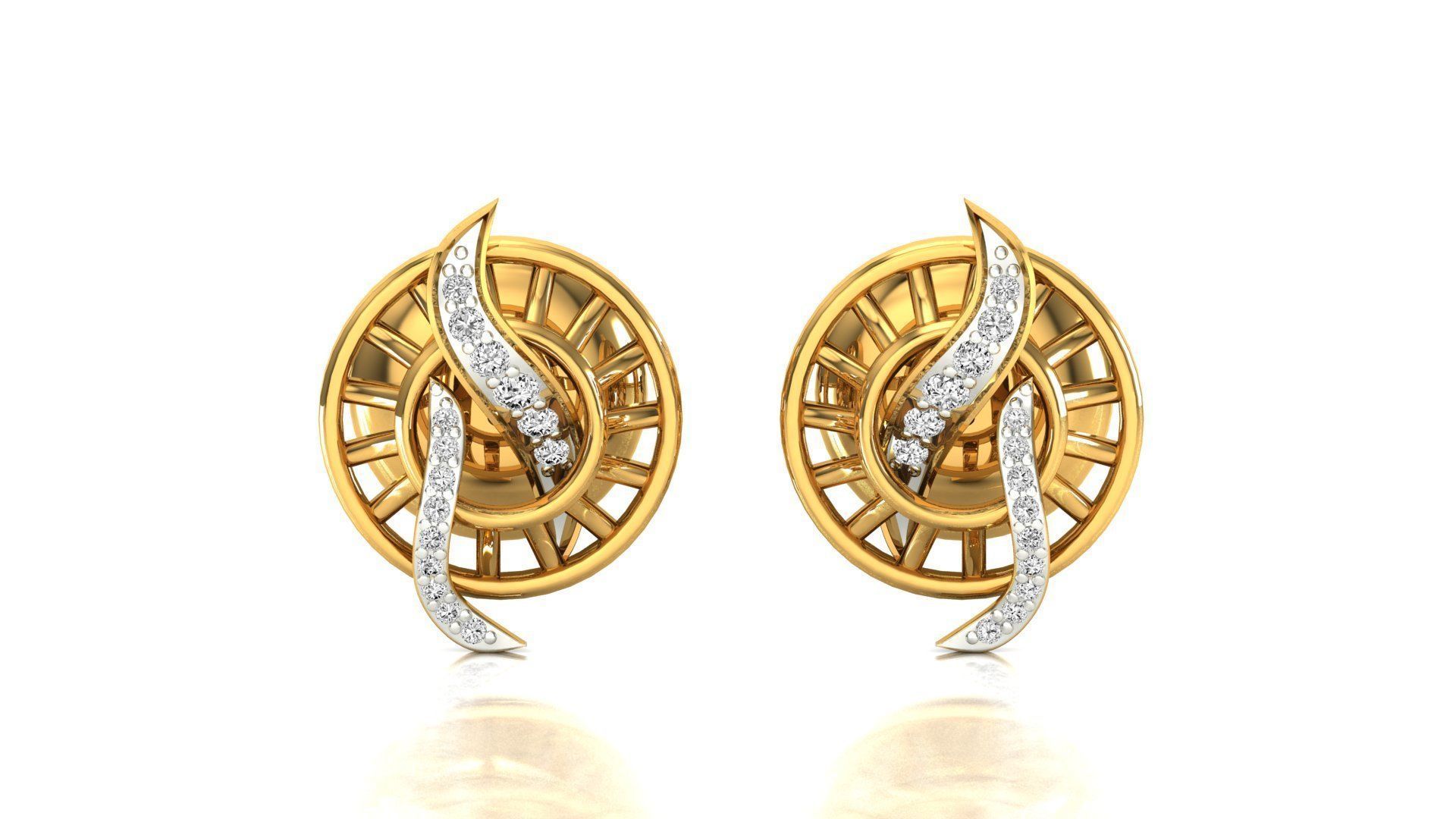 Earrings-1 butterfly stud earrings in rose gold 3D print model_10