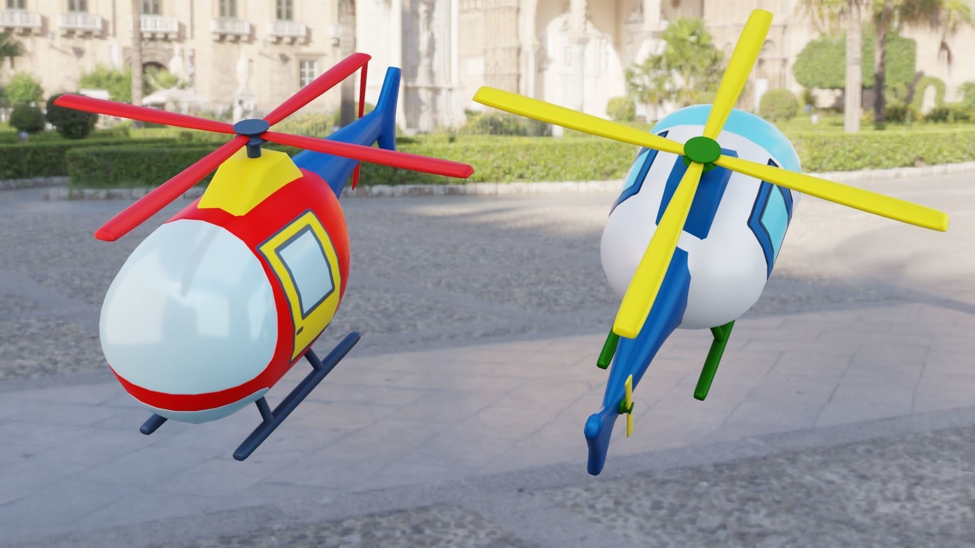 Cartoon Helicopter Low-poly 3D model_5