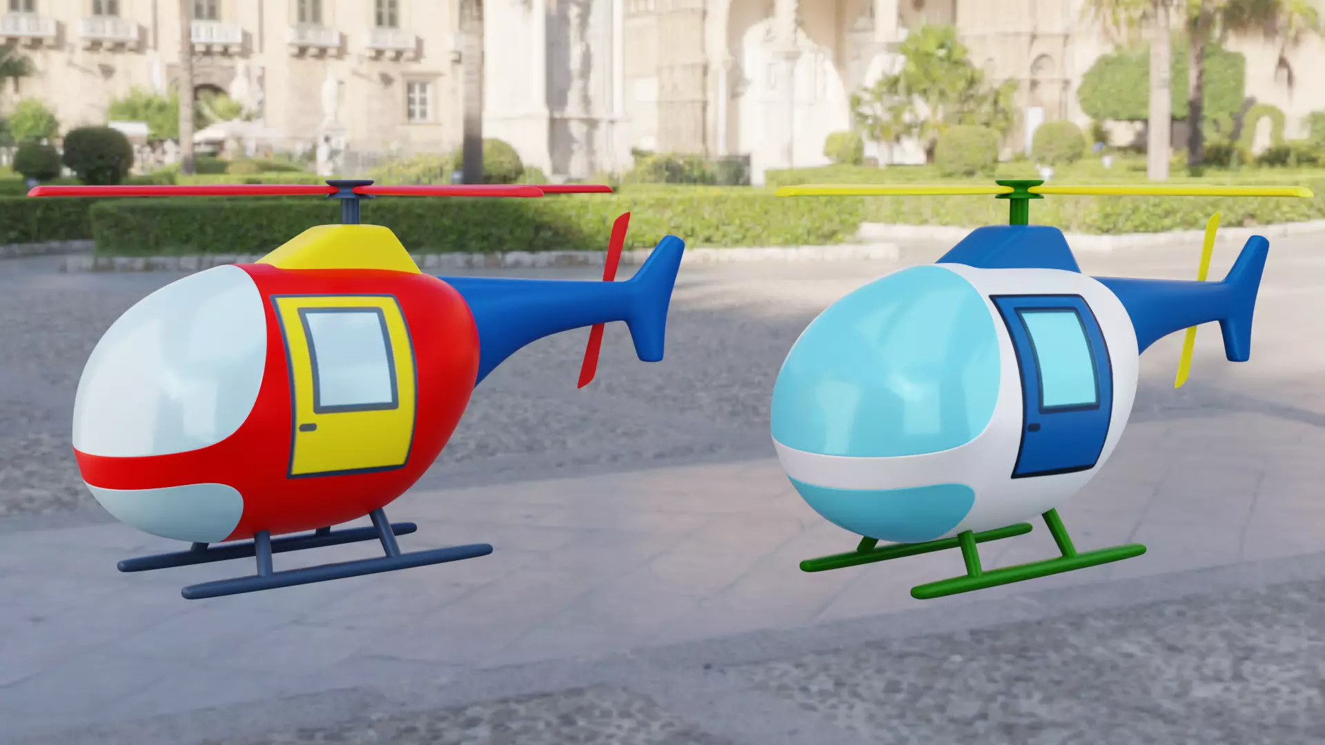 Cartoon Helicopter Low-poly 3D model_0