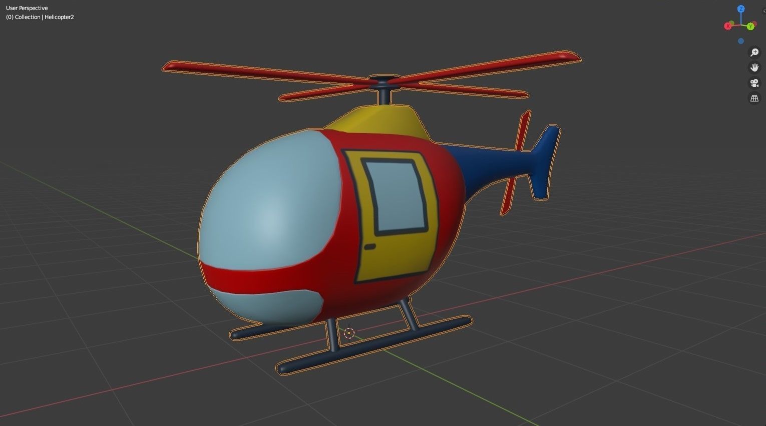 Cartoon Helicopter Low-poly 3D model_7