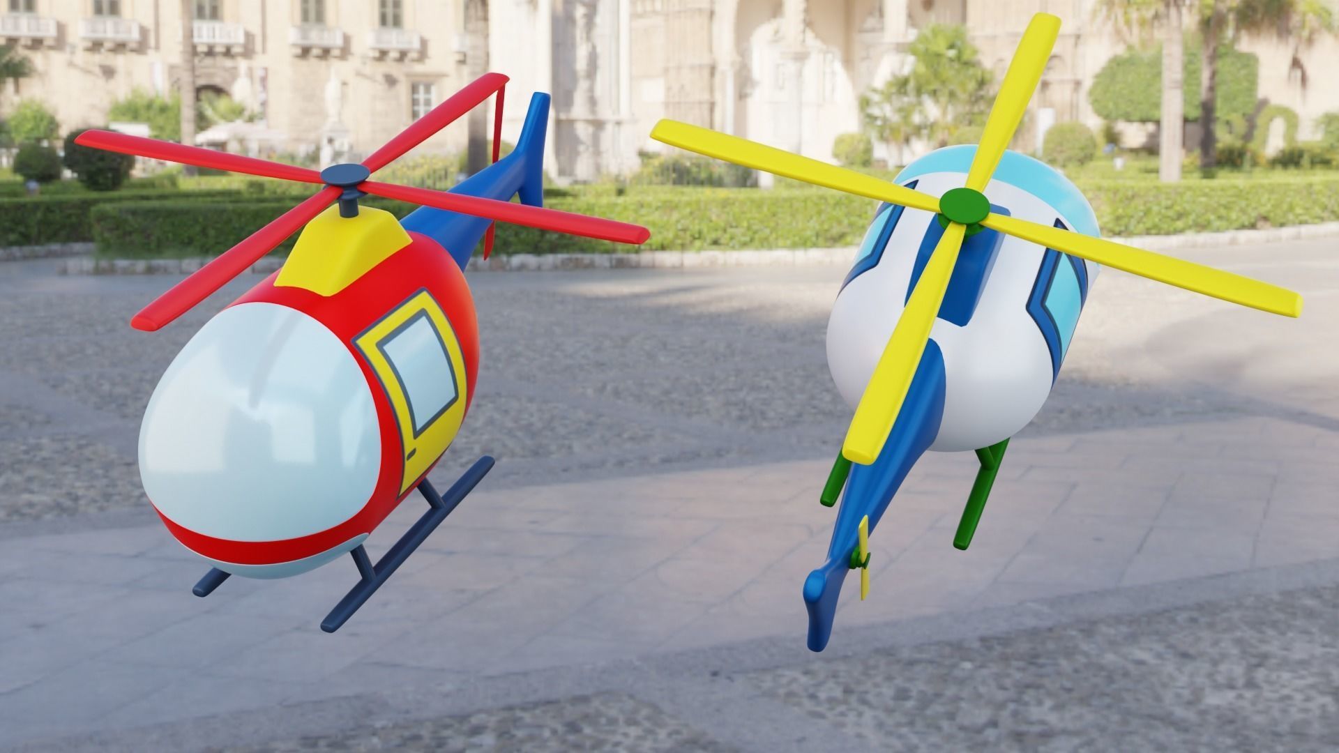 Cartoon Helicopter Low-poly 3D model_2