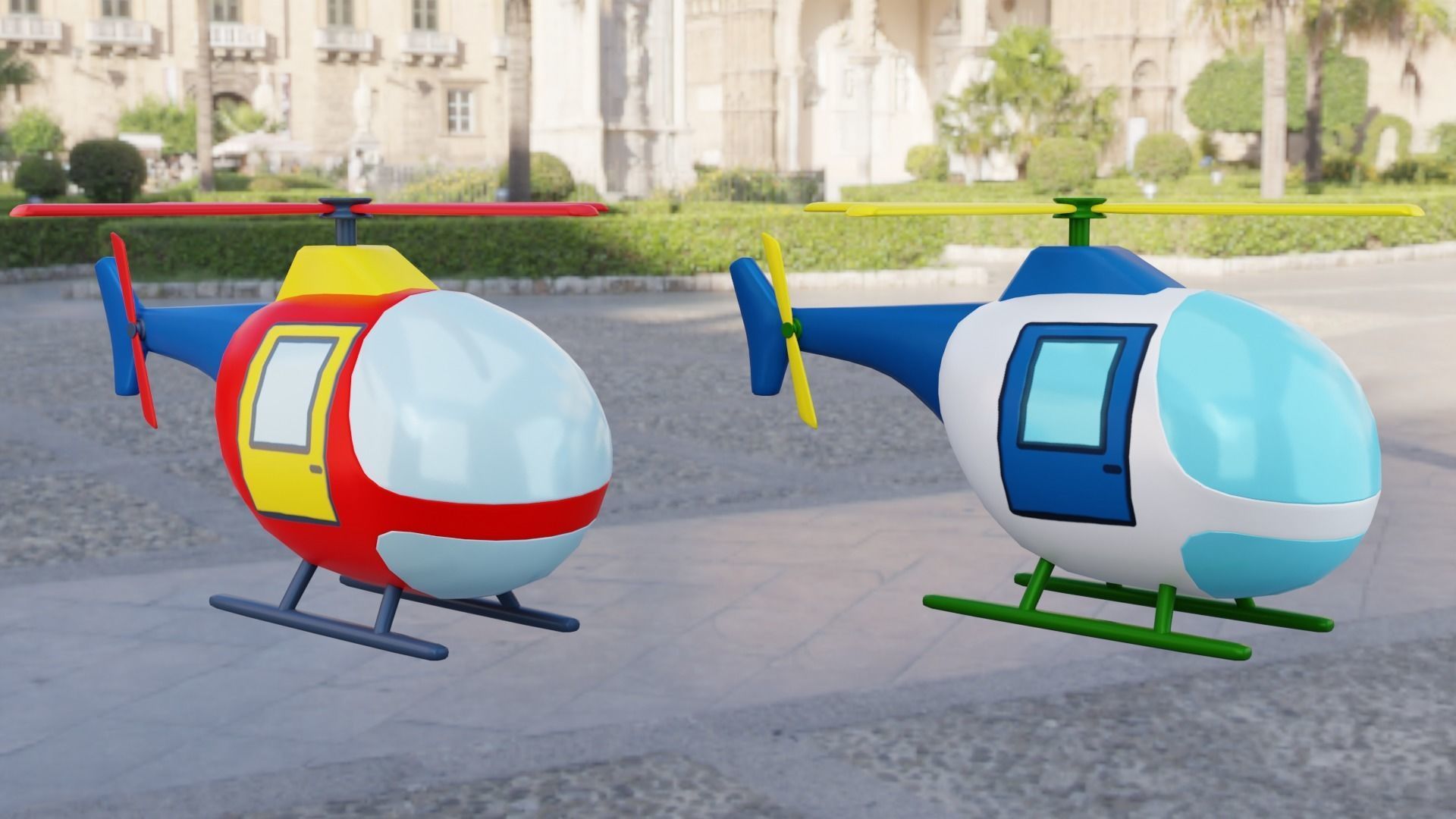 Cartoon Helicopter Low-poly 3D model_4