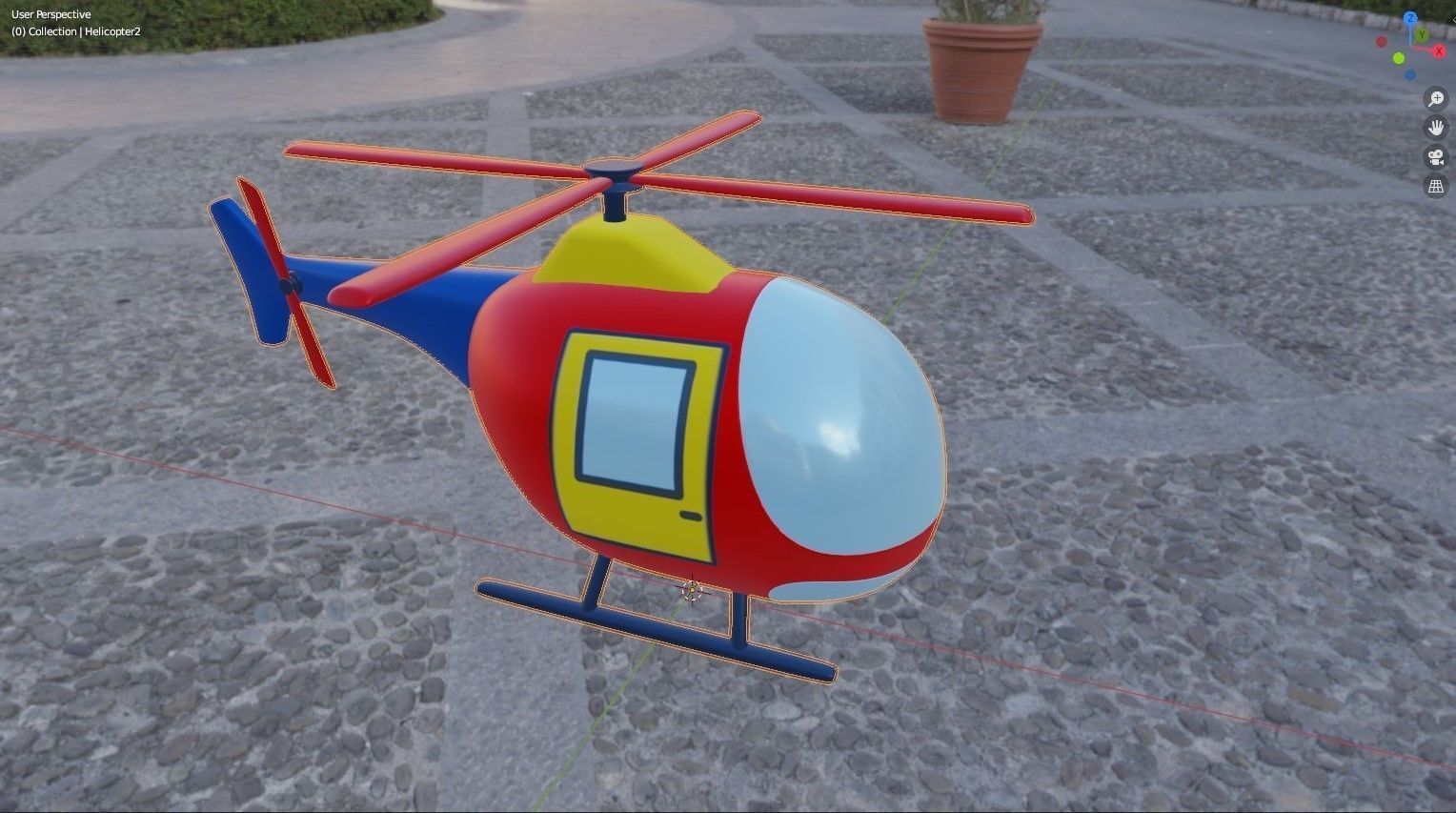 Cartoon Helicopter Low-poly 3D model_10