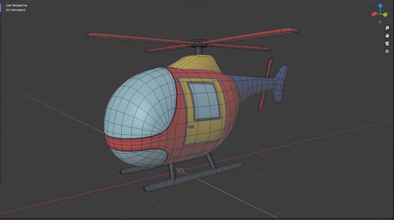 Cartoon Helicopter Low-poly 3D model_6