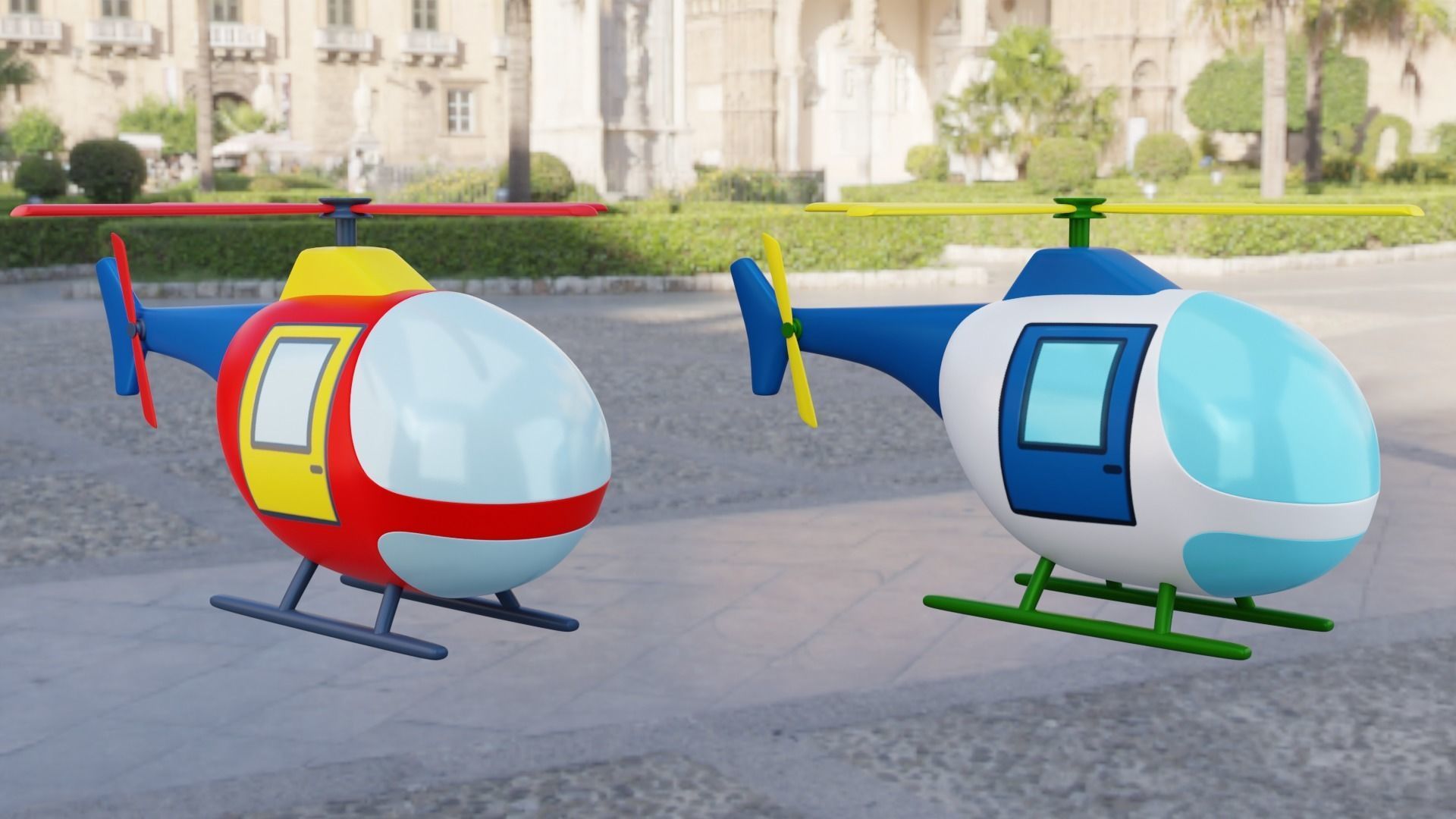 Cartoon Helicopter Low-poly 3D model_1