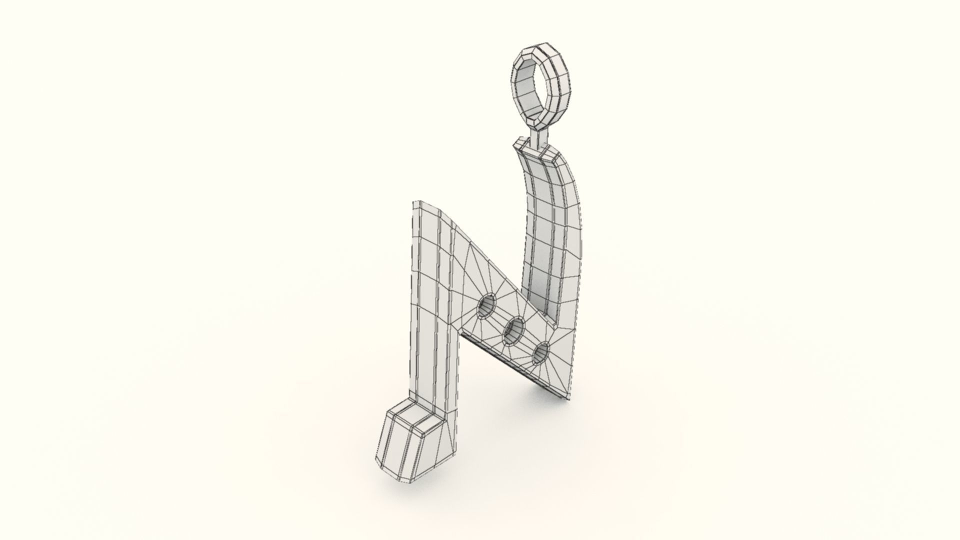 N Letter Pendant Platinum 3D print model_8