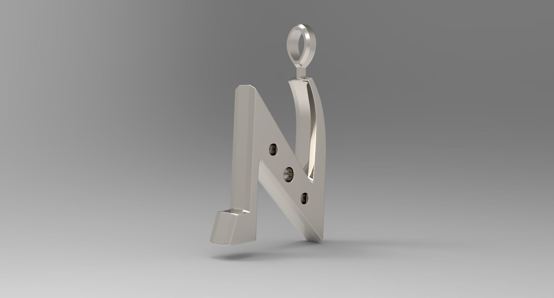 N Letter Pendant Platinum 3D print model_3