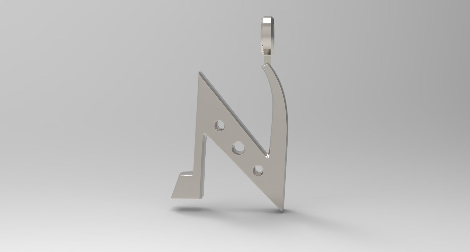 N Letter Pendant Platinum 3D print model_1