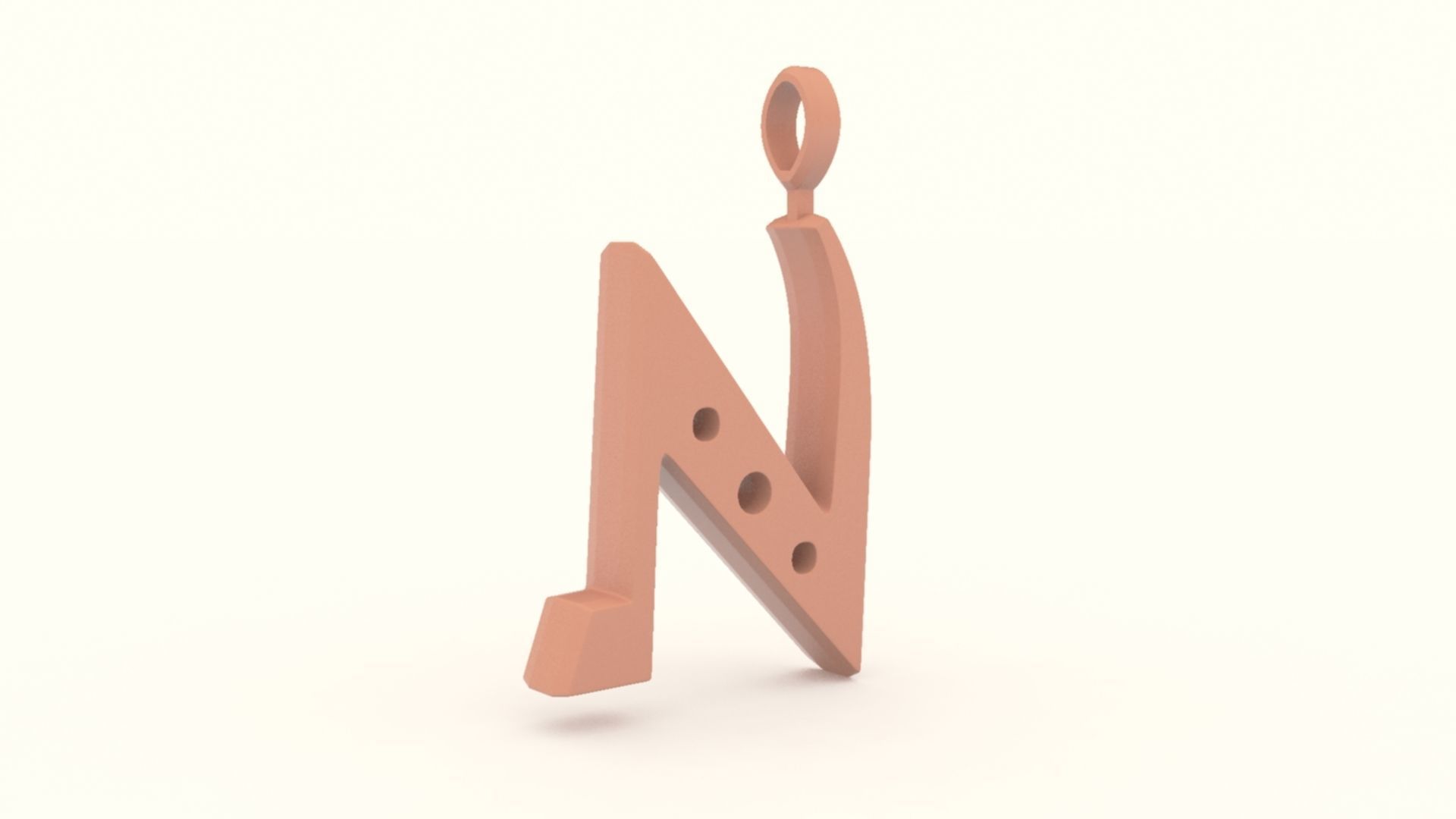 N Letter Pendant Platinum 3D print model_7