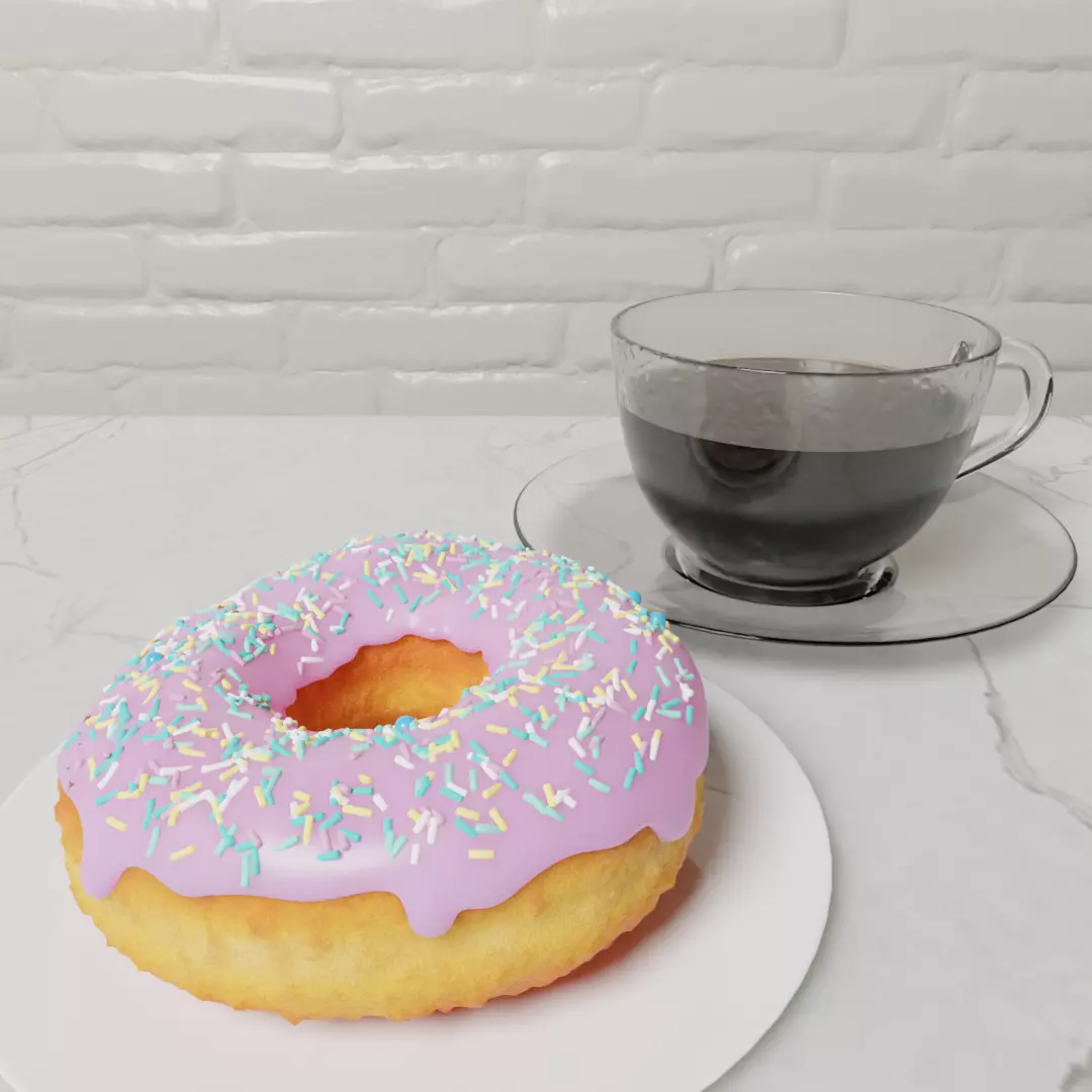 donut and cup  3D model_0