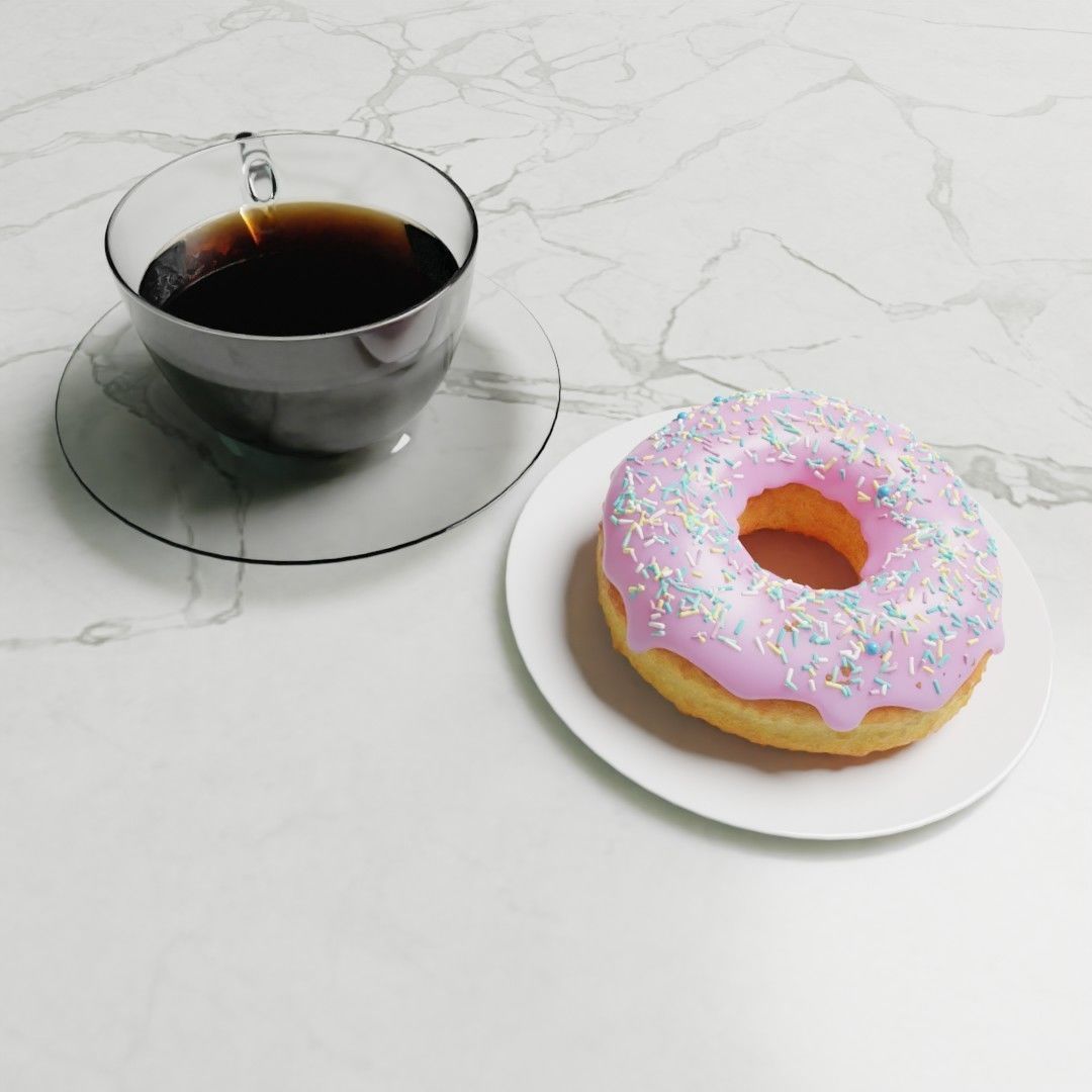 donut and cup  3D model_1