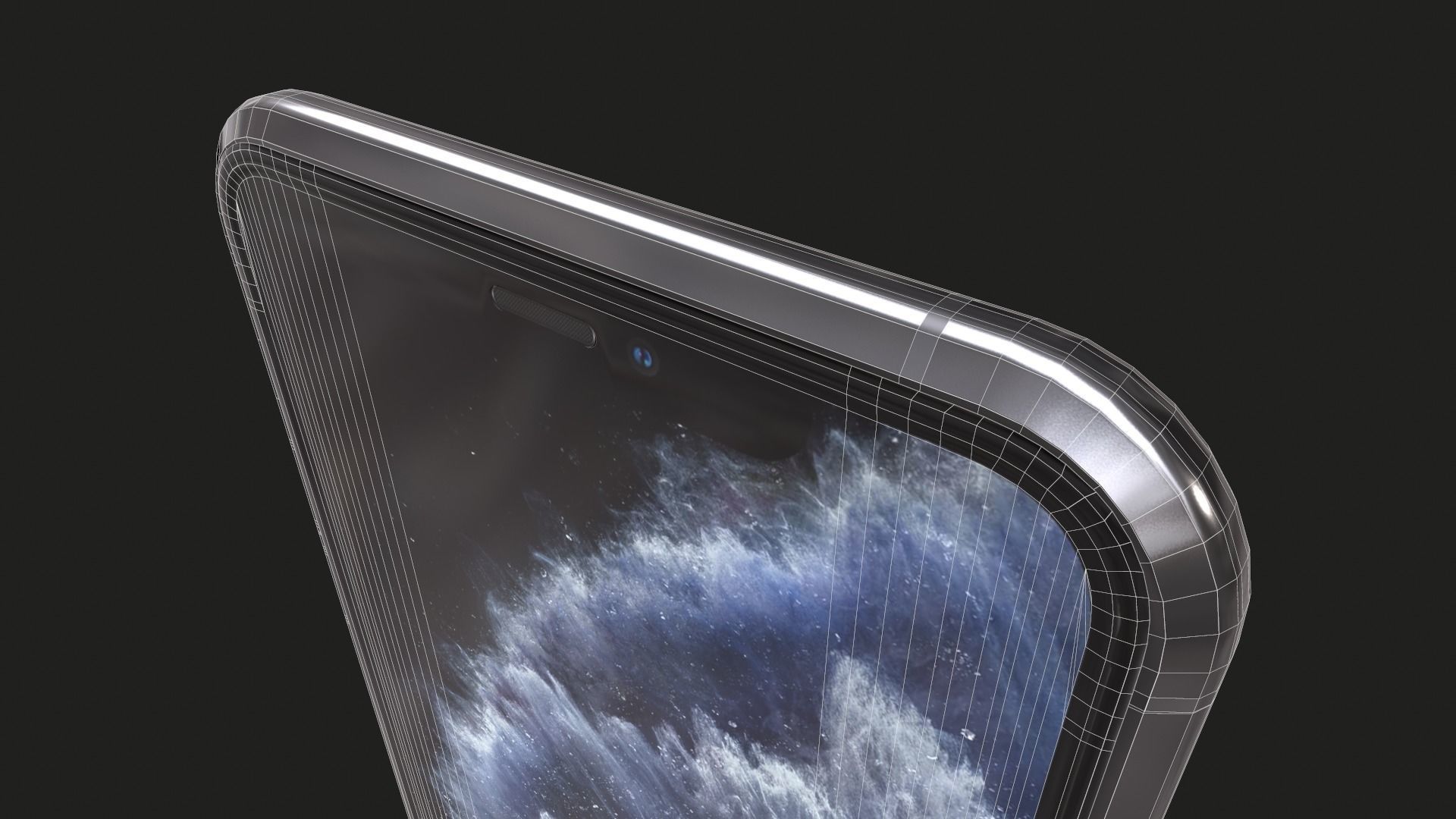 Iphone 11 pro max space gray Low-poly 3D model_14