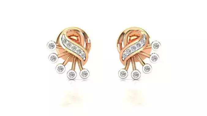 Earrings-8879 rose gold stud earring with diamonds
