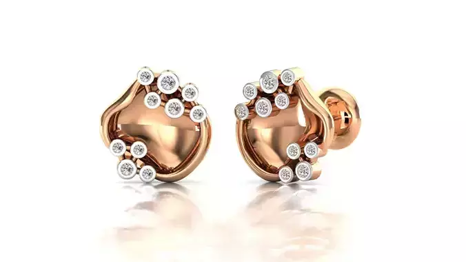 Earrings-8626 rose gold stud earring with diamonds