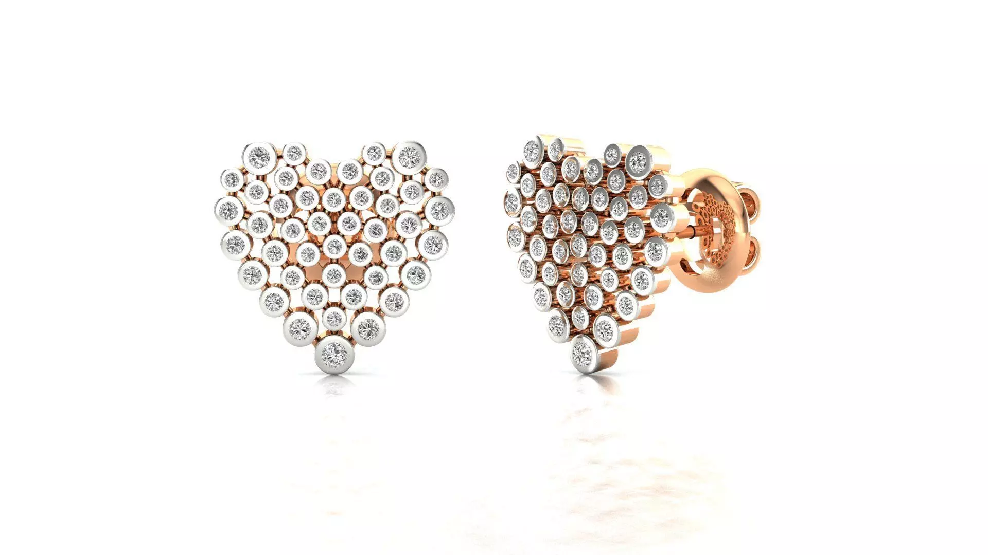 Earrings-8620 rose gold stud earrings with diamonds 3D print model