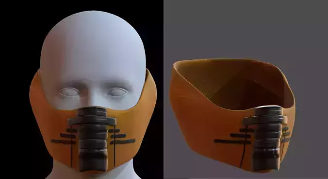 Gas mask helmet 3d model scifi Low-poly 