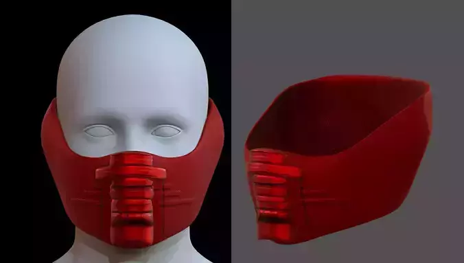 Gas mask helmet 3d model scifi Low-poly 
