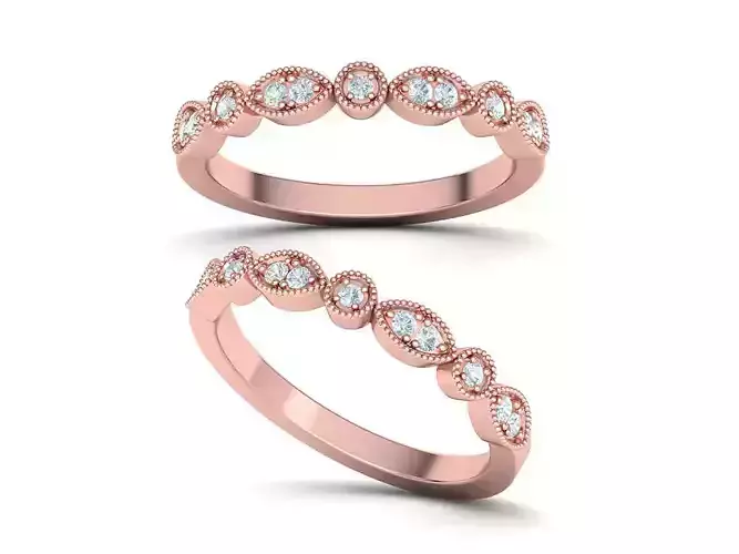 Vintage Milgrain Match Wedding Band ring 3dmodel  3D print model