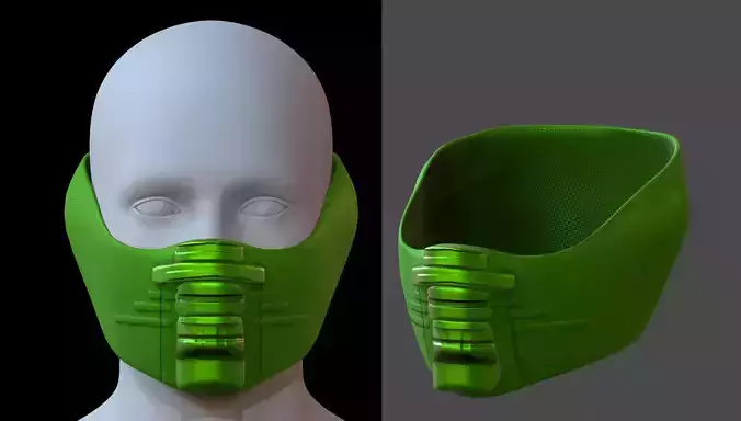 Gas mask helmet 3d model scifi Low-poly 