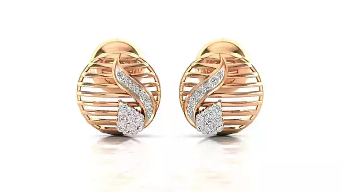 Earrings-8600 pair of rose gold earrings with diamonds 3D print model