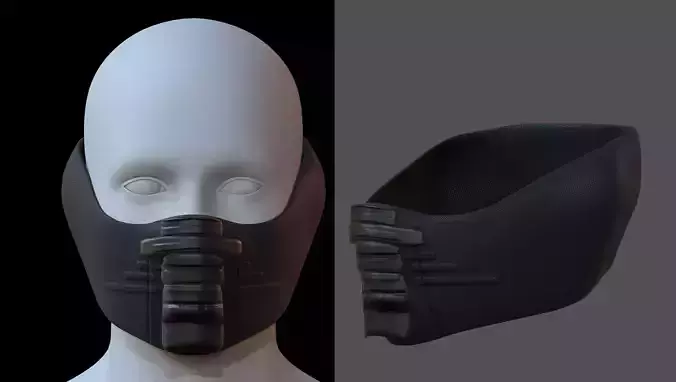 Gas mask helmet 3d model scifi Low-poly 