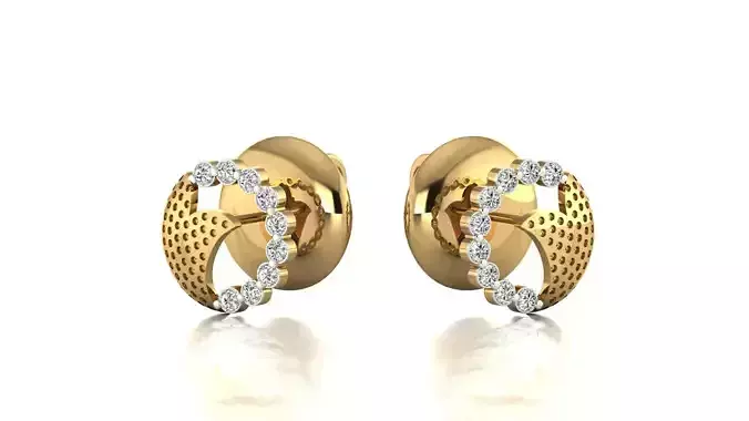 Earrings-7018 pair of rose gold earrings with diamonds