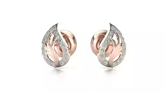 Earrings-6898 rose gold earring with diamonds