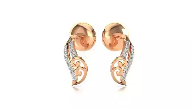 Earrings-6892 rose gold earring with diamonds