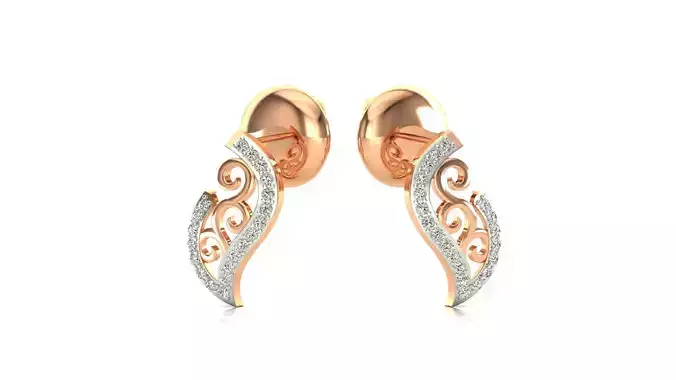 Earrings-6894 rose gold earrings with diamonds