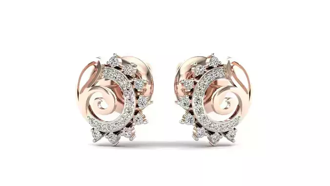 Earrings-6889 pair of rose gold earrings with diamonds 3D print model