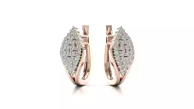 Earrings-5567 pair of rose gold hoop earrings with diamonds