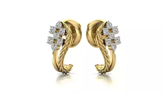 Earrings-4315 pair of rose gold earrings with diamonds