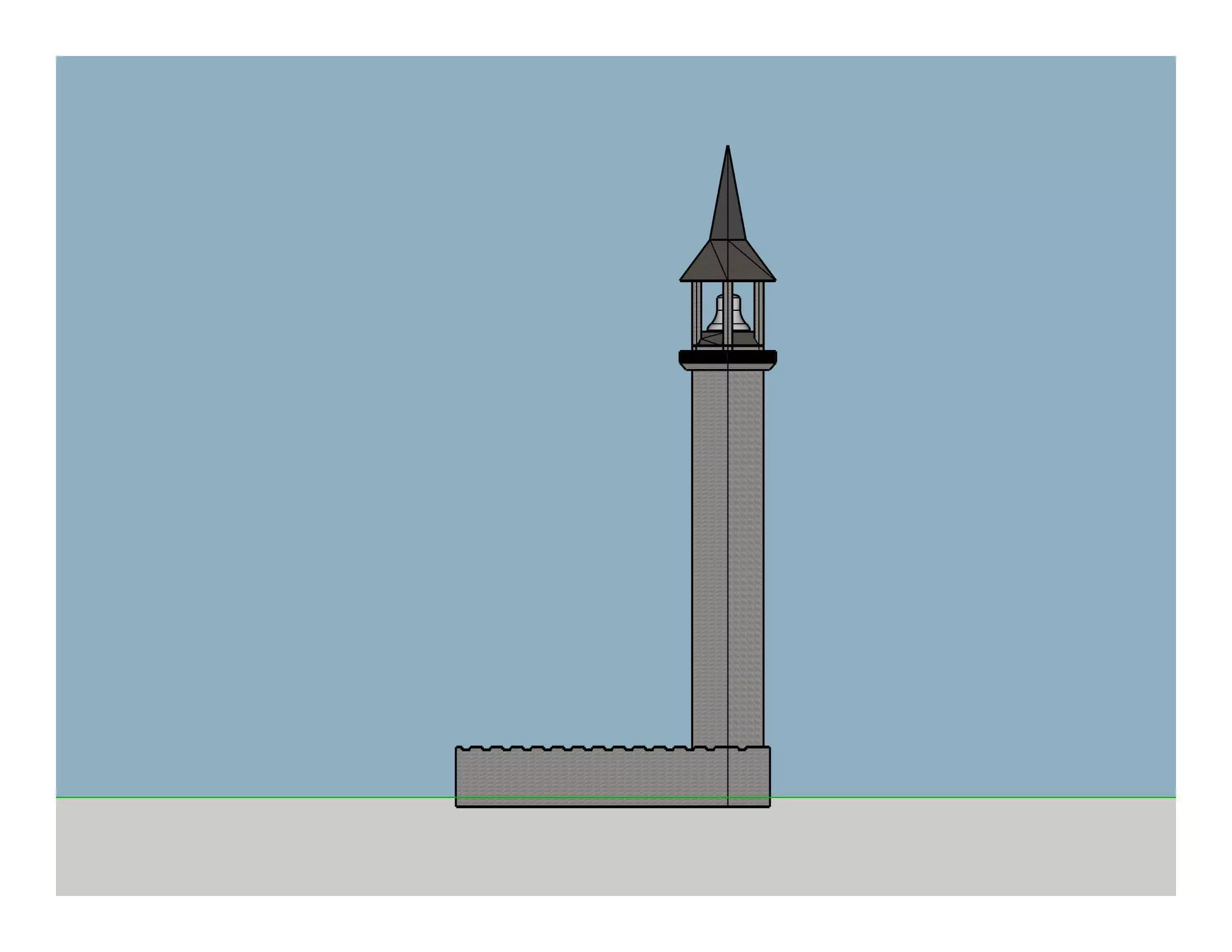 Old Time Bell Tower Armory Free 3D model