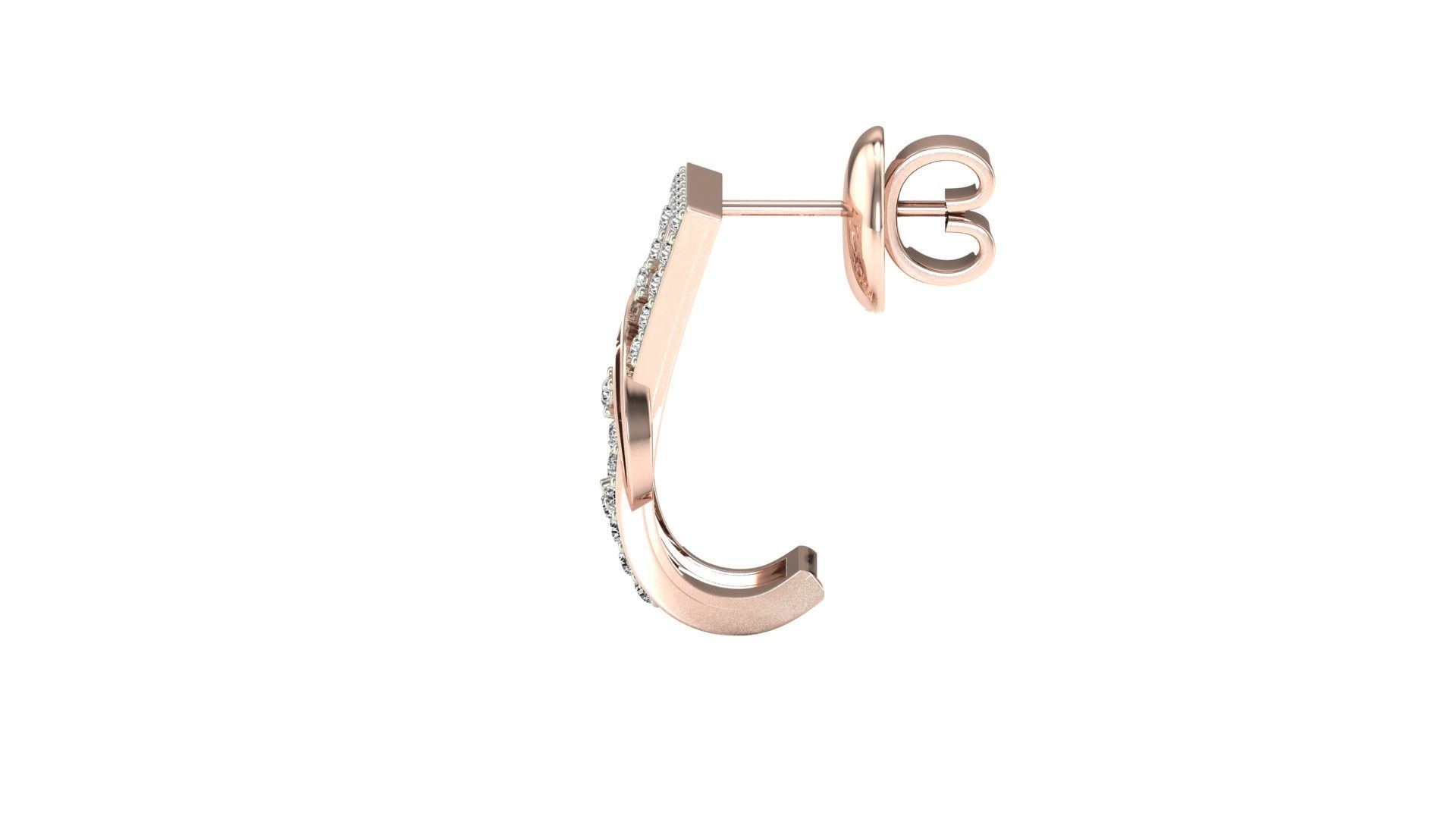 Earrings-3667 pair of rose gold hoop earrings with diamonds 3D print model_13