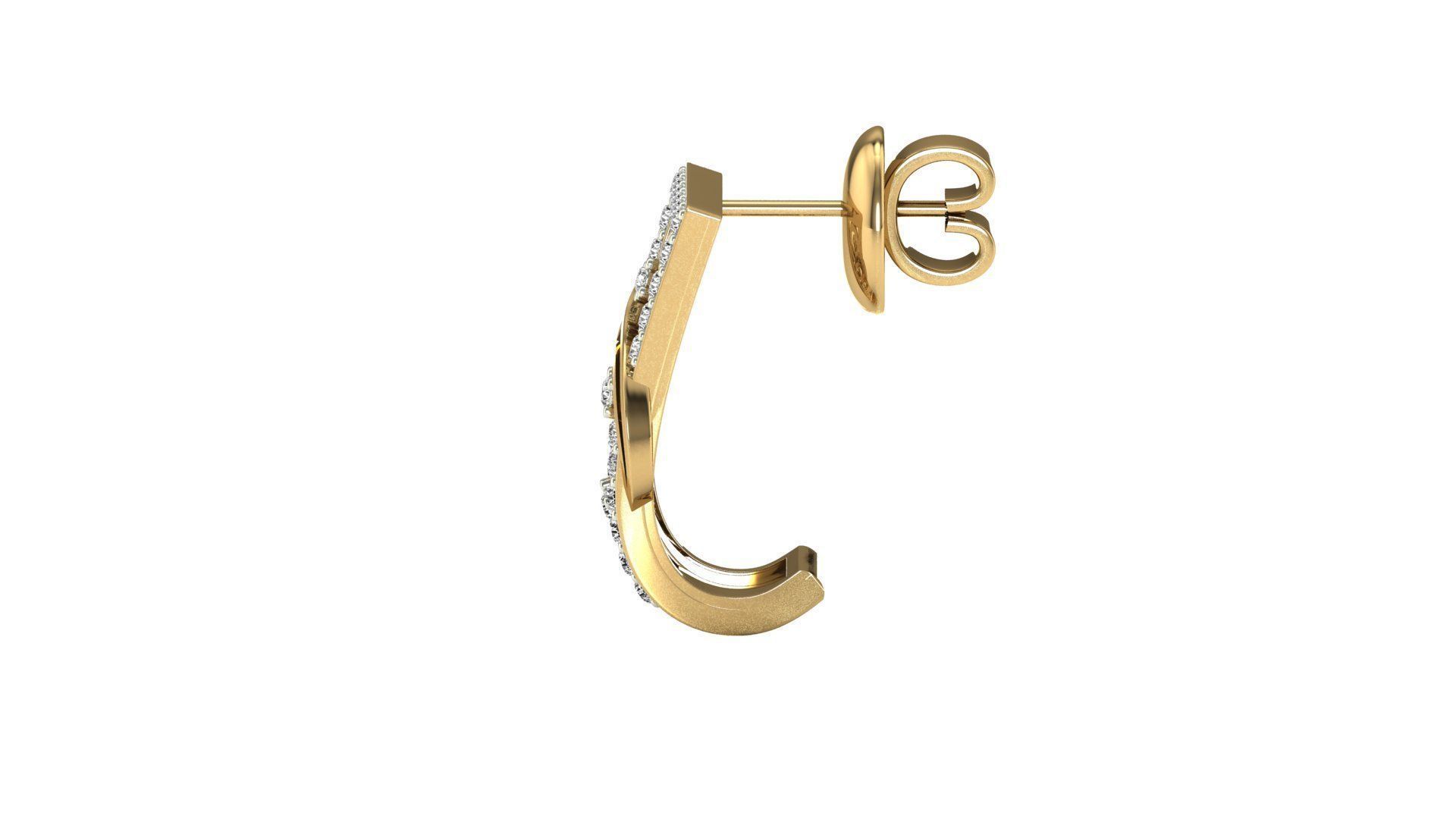 Earrings-3667 pair of rose gold hoop earrings with diamonds 3D print model_16