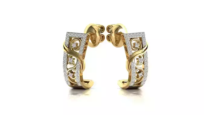 Earrings-3667 pair of rose gold hoop earrings with diamonds
