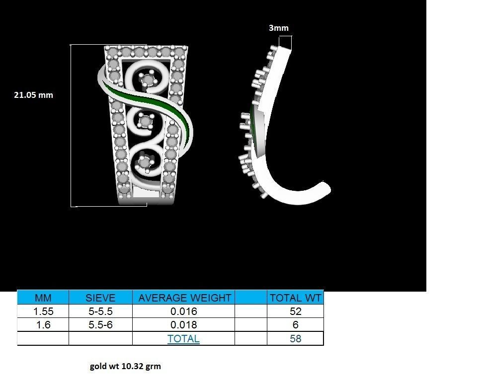 Earrings-3667 pair of rose gold hoop earrings with diamonds 3D print model_18