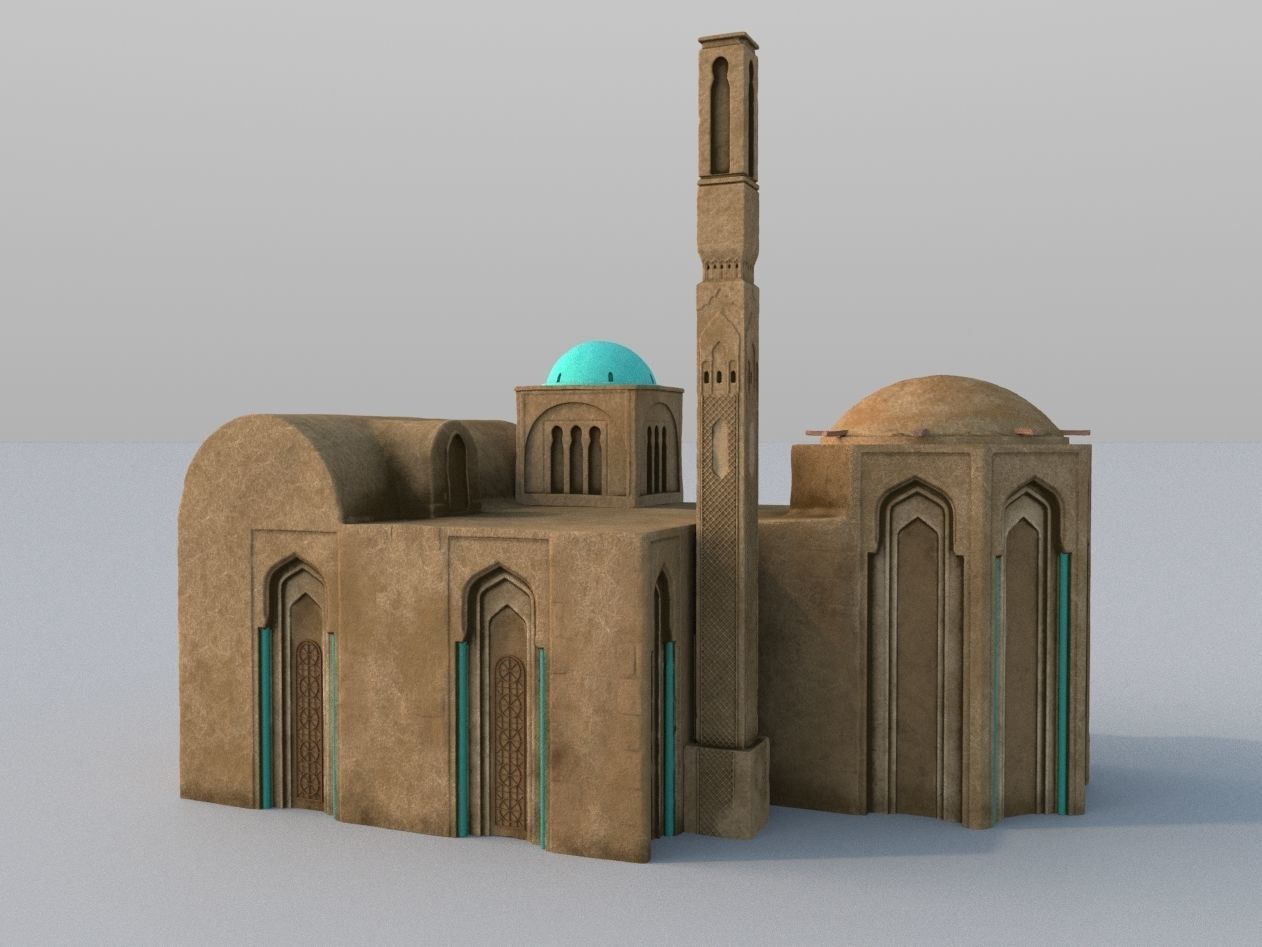 3 Level LOD ancient Eastern Building Low-poly 3D model_11